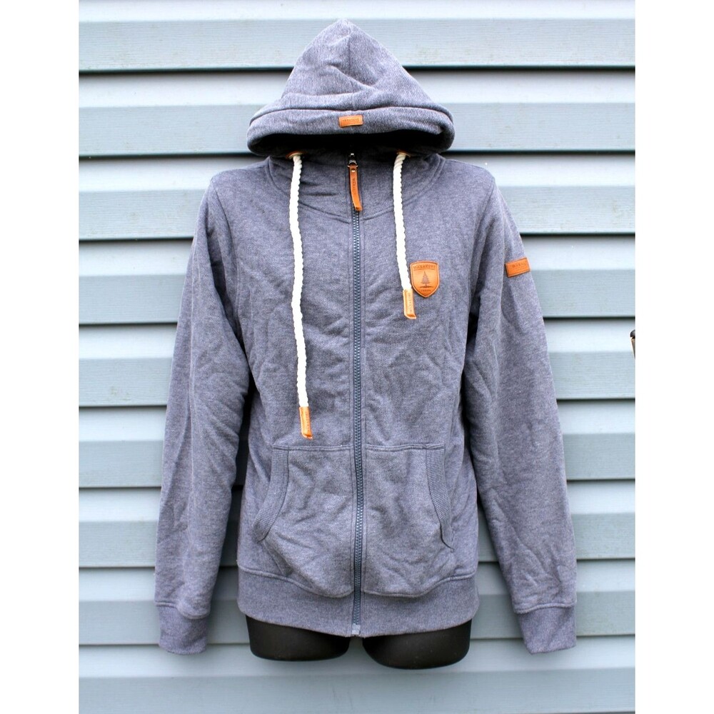 Wanakome Mens Zeus Full Zip Hooded Jacket Size SMALL Heather Blue Heavy NICE